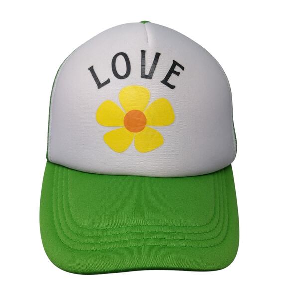 Love Flower Snapback Trucker Hat Green OS Adjustable Mesh Back Bokeh Supply - Picture 1 of 8